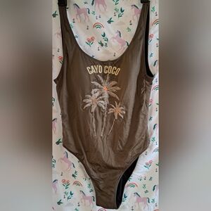 EUC Bananamoon Caya Coco Mocha Neutral Swim Beach Pool 1PC Bathing Suit SZ 10